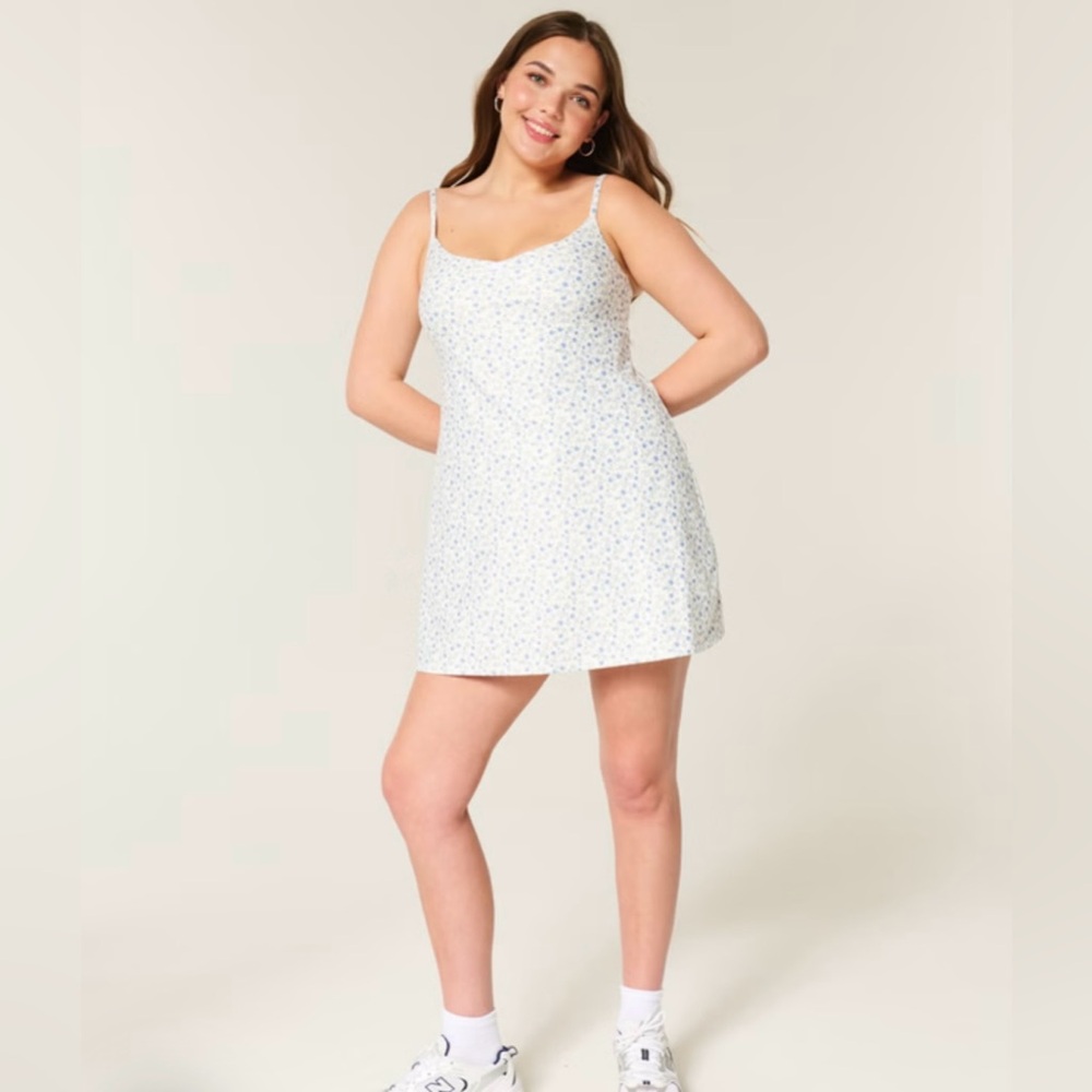 Hollister Gilly Hicks Active Gameday Dress White With Blue Floral Print XXSP